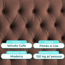 Ver imagem 2 de Cabeceira Estofada Solteiro Luna Nature Veludo Cafe 88x136
