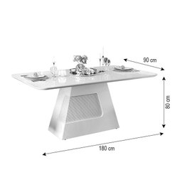 Mesa de Jantar Retangular Escala 1800 180 cm Cor Carvalho Europeu/Preto Gloss - DJ Móveis - 4