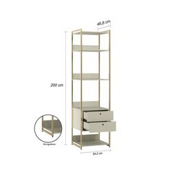 Estante P/ Livros Industrial Olivar 2 Gavetas 5 Prateleiras 54cm - Off White - 4
