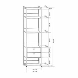Estante P/ Livros Industrial Olivar 2 Gavetas 5 Prateleiras 54cm - Off White - 5