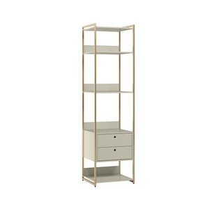 Estante P/ Livros Industrial Olivar 2 Gavetas 5 Prateleiras 54cm - Off White