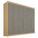 Ver imagem 3 de Guarda Roupa Casal 6 Portas 6 Gavetas 100% MDF Itália Plus Cinza/Jequitibá/Granizo