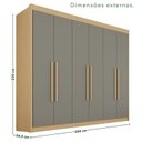 Ver imagem 4 de Guarda Roupa Casal 6 Portas 6 Gavetas 100% MDF Itália Plus Cinza/Jequitibá/Granizo