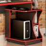 Mesa Gamer Para Computador Valdemóveis Escrivaninha Com Nichos Preto e Vermelho - 4