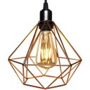 Ver imagem 3 de 3 Pendentes Aramado Teto Diamante Luminária Lustre Retrô Balcão + Lâmpada Led ST64 Cobre Rose