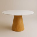 Ver imagem 2 de Mesa de Jantar Cone Redonda Laminado em Madeira 120cm Cairo Branco/Cinamomo