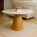 Ver imagem 1 de Mesa de Jantar Cone Redonda Laminado em Madeira 120cm Cairo Branco/Cinamomo