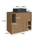 Ver imagem 4 de Gabinete de Banheiro Suspenso 75cm Luiza com 02 Portas Basculante Mel com Cuba Preta