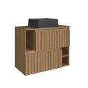Ver imagem 2 de Gabinete de Banheiro Suspenso 75cm Luiza com 02 Portas Basculante Mel com Cuba Preta