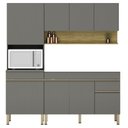 Ver imagem 1 de Armário de Cozinha 3 Peças Balcão 150cm sem Tampo Lina13 K02 Gris/Freijó - Mpozenato