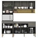Ver imagem 3 de Armário de Cozinha 3 Peças Balcão 150cm sem Tampo Lina13 K02 Gris/Freijó - Mpozenato
