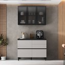 Ver imagem 1 de Cozinha Modulada 2 Peças 4 Portas 4 Gavetas MDF Dodradiça Slow Motion Lúmina Itatiaia Cinza/Grafite/Fendi