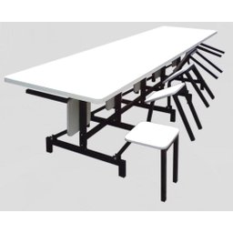 Mesa para Refeitório com 10 Lugares Dobráveis Escamoteáveis - 4