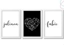 Ver imagem 1 de Kit 3 Quadros Decorativos Quarto Casal C/ Nome Personalizado:branca