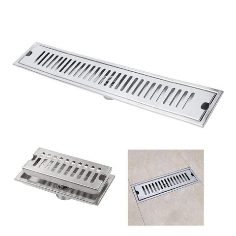 Ralo Linear 50cm Inox Banheiro Area Externa Anti Odor Anti Inseto Seguro Higienico Lavabo Quintal