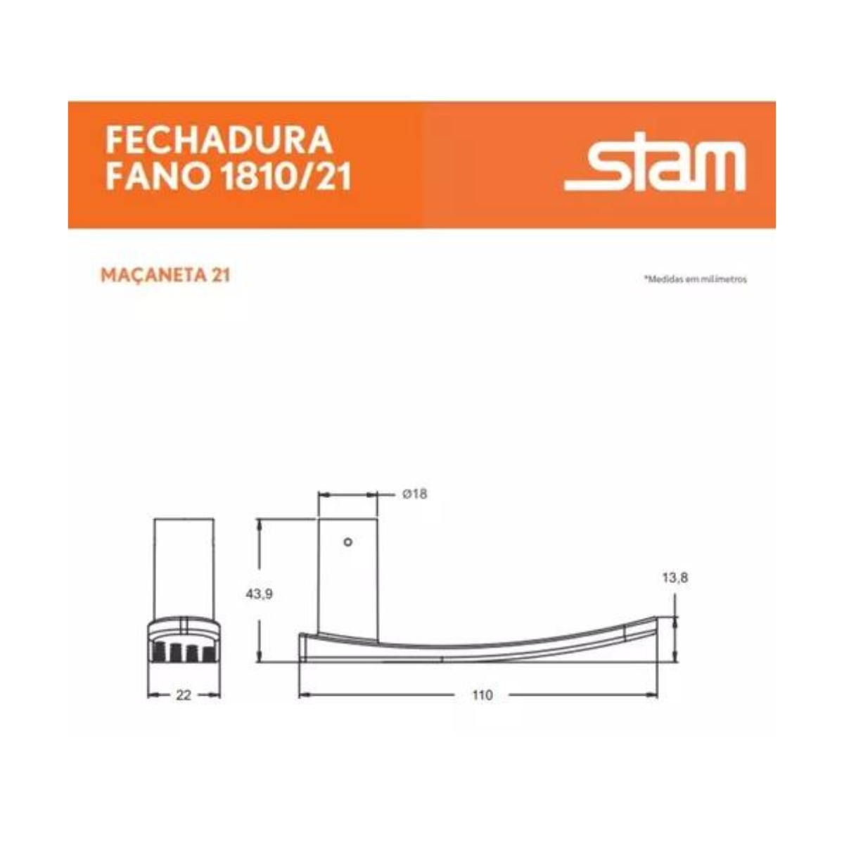 Fechadura Stam Porta Interna 1810/21 Cromado Espelho - 5