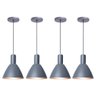 Kit 4 Pendente Lustre Luminária Atenas em Alumínio Cinza - 1