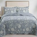 Ver imagem 4 de Kit Cobre Leito Colcha Magnus Casal 3 Peças Dupla Face Estampado Floral - Azul - 100% Poliéster