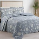 Ver imagem 3 de Kit Cobre Leito Colcha Magnus Casal 3 Peças Dupla Face Estampado Floral - Azul - 100% Poliéster