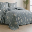 Ver imagem 5 de Kit Cobre Leito Colcha Magnus Casal 3 Peças Dupla Face Estampado Floral - Azul - 100% Poliéster