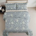 Ver imagem 2 de Kit Cobre Leito Colcha Magnus Casal 3 Peças Dupla Face Estampado Floral - Azul - 100% Poliéster