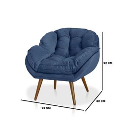 Poltrona Estofada Ágata Fixa Veludo - 2