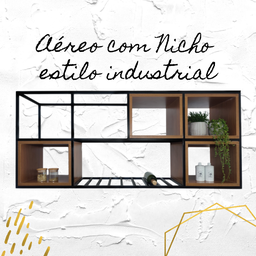 Aéreo de Ferro com Nicho Estilo Industrial 120cm - 2