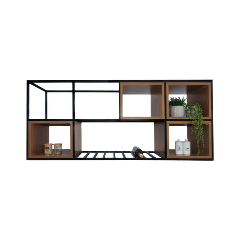 Aéreo de Ferro com Nicho Estilo Industrial 120cm