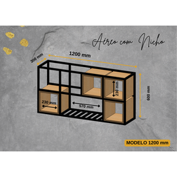 Aéreo de Ferro com Nicho Estilo Industrial 120cm - 3