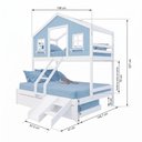 Ver imagem 3 de Treliche Casal/ Solteiro Casinha Dos Sonhos com Escada/ Escorregador Madeira Maciça Branco/ Azul