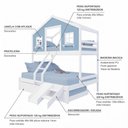 Ver imagem 4 de Treliche Casal/ Solteiro Casinha Dos Sonhos com Escada/ Escorregador Madeira Maciça Branco/ Azul