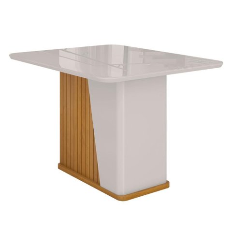 Mesa de Jantar Harmonia 4 Lugares com Tampo de Vidro Naturale/off White