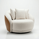 Ver imagem 1 de Poltrona Giratória Veneza 122cm Tecido Bouclé Premium e Corino Design Curvo Moderno Sala Estar Quart