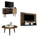 Ver imagem 2 de Sala de Estar Completa Painel com 2 Nichos, Mesa de Centro Redonda e Rack 1 Porta Espresso Móveis