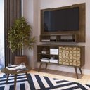 Ver imagem 1 de Sala de Estar Completa Painel com 2 Nichos, Mesa de Centro Redonda e Rack 1 Porta Espresso Móveis