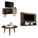 Ver imagem 2 de Sala de Estar Completa Painel com 2 Nichos, Mesa de Centro Redonda e Rack 1 Porta Espresso Móveis