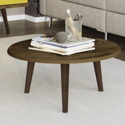 Sala de Estar Completa Painel com 2 Nichos, Mesa de Centro Redonda e Rack 1 Porta Espresso Móveis - 3