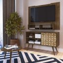 Ver imagem 1 de Sala de Estar Completa Painel com 2 Nichos, Mesa de Centro Redonda e Rack 1 Porta Espresso Móveis