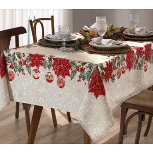 Toalha de Mesa Quadrada 4 Lugares Athenas Natal 108 Dohler