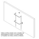 Ver imagem 2 de Arara cabideiro aramado trilho parede closet loja suspenso Br 1,00 m