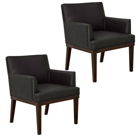Kit 2 Poltronas Vitória Sala e Recepção Napa Preto- Ds Estofados