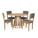 Ver imagem 1 de Mesa de Jantar Redonda Gabi Jade com 4 Cadeiras Estofadas Ella Cinza Escuro