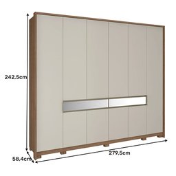 Guarda-Roupa 10 Portas 8 Gavetas Regência 10 Portas Móveis Rimo Freijó/Off-White - 3 Guarda-Roupa 10 Portas 8 Gavetas Regência 10 Portas Móveis Rimo Freijó/Off-White - 3