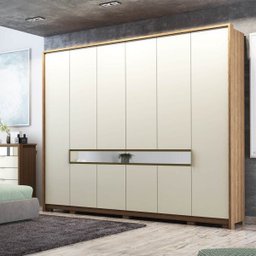 Guarda-Roupa 10 Portas 8 Gavetas Regência 10 Portas Móveis Rimo Freijó/Off-White - 4 Guarda-Roupa 10 Portas 8 Gavetas Regência 10 Portas Móveis Rimo Freijó/Off-White - 4