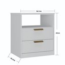 Ver imagem 3 de Mesa Cabeceira Quarto 56,7cm com 2 Gavetas e Nicho 100% Mdf Cor:branco
