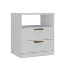 Ver imagem 2 de Mesa Cabeceira Quarto 56,7cm com 2 Gavetas e Nicho 100% Mdf Cor:branco