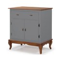 Ver imagem 1 de Balcão Buffet Aparador Florença 80cm 2 Portas 1 Gaveta Pés Luiz Xv - Laca Cinza/ Imbuia