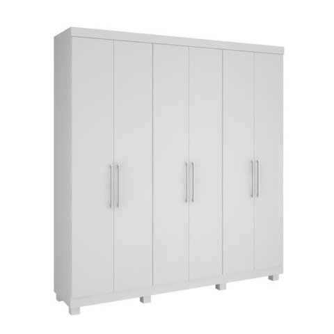 Guarda-Roupa Casal 6 Portas 3 Gavetas Paranoá Móveis Rimo Branco/Branco