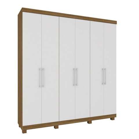 Guarda-Roupa Casal 6 Portas 3 Gavetas Paranoá Móveis Rimo Freijó/Branco