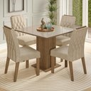 Ver imagem 1 de Conjunto Sala de Jantar Tampo de Vidro 4 Cadeiras Rustic/Crema/Imperial Sálvia Madesa